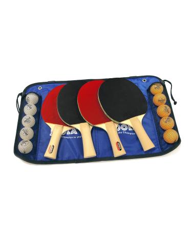 JOOLA Family Premium Table Tennis Bundle Set - 4 Regulation Ping Pong Paddles, 10 Training 40mm Ping Pong Balls, and Carrying Case - For Training and Recreational Play - Indoor and Outdoor Compatible