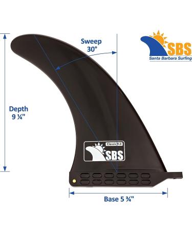 Santa Barbara Surfing SBS 9 Longboard & SUP Single Fin - Black Center Fin for Surfboards & Paddleboards - Buy Online on GoSupps.com