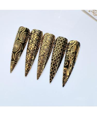 NAIL ANGEL 26 Gold Color Luxury Nail Art Sticker Sheets - Variety of Shapes & Designs - Easy Adhesive Application - Nail Art Deco - Buy Online on GoSupps.com