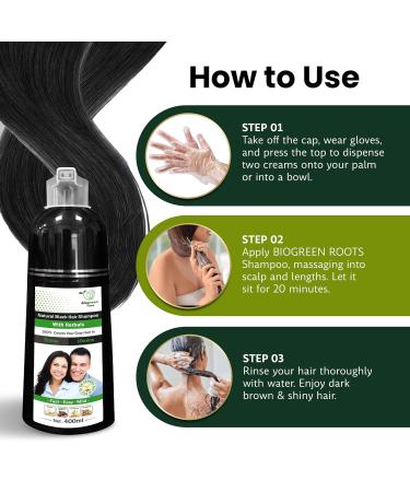 Ammonia-Free & Paraben Free Herbal Hair Shampoo - Hair Dye Shampoo for Women & Men - Natural Color & Herbal Nourishment - No Stain on Skin - Natural Black (400 ml) - Buy Online on GoSupps.com