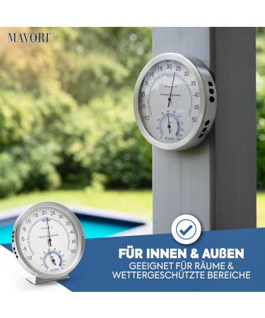 MAVORI 2in1 Stainless Steel Thermometer & Hygrometer | Analog Indoor Climate Control | Accurate Air Humidity & Temperature | 12.5cm - Buy Online on GoSupps.com