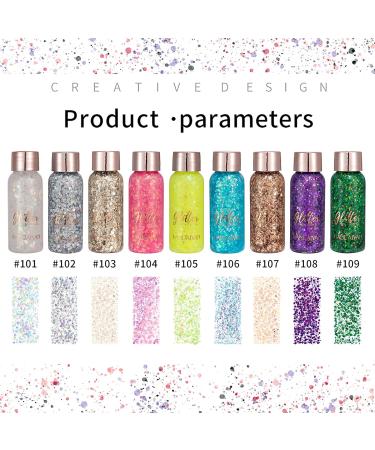 Body Glitter Gel Sequins Glitter Chunky Liquid Eyeshadow Glitter Cosmetic Glitter Face and Body Gel Sparkling Festival Party Lotion Glitter for Face Body Eye Hair Makeup DIY Art (White) Chunky Glitter 101 White - Buy Online on GoSupps.com