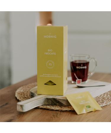 J. Hornig Bio Fruit Tea - Premium Pyramid Bags Fruity Taste Organic Certified - 25 Biodegradable Tea Bags for International Shipping - Buy Online on GoSupps.com