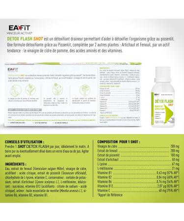 Eafit MINCEUR - DETOX FLASH SHOT - Drain - Detoxify - Apple cider vinegar - Fennel - Dandelion - Artichoke 7 shot - Buy Online on GoSupps.com