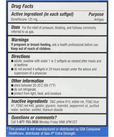 Rite Aid Extra Strength Gas Relief Softgels - 125 mg Simethicone 72 Count | Bloating & Gas Relief - Buy Online on GoSupps.com