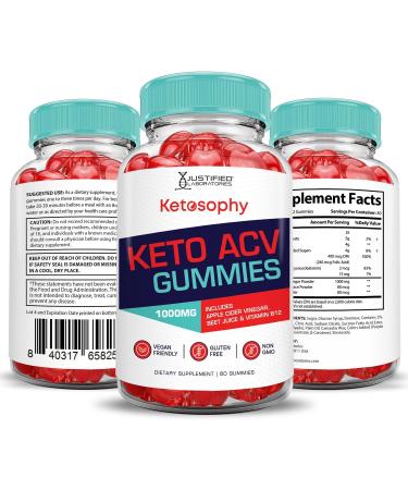 Justified Laboratories (3 Pack Ketosophy Keto ACV Gummies Advanced Formula 1000MG Ketosophy Keto Gummies Apple Cider Vinegar Formulated with Pomegranate Beet Juice Powder B12 Vegan Non GMO 180 Gummys 60 Count (Pack of 3) - Buy Online on GoSupps.com