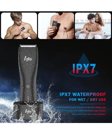 INVJOY Men's Body Trimmer - Electric Ball Shaver & Groin Hair Trimmer - Waterproof Groomer for Full Body Grooming, Ceramic Razor Clippers with Charging Dock - Black - Buy Online on GoSupps.com