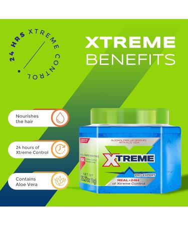 Xtreme Pro-Expert Blue Hair Gel 24-Hours Xtreme Control with Aloe Vera 35.27 oz Jar (Pack of 6) - Buy Online on GoSupps.com