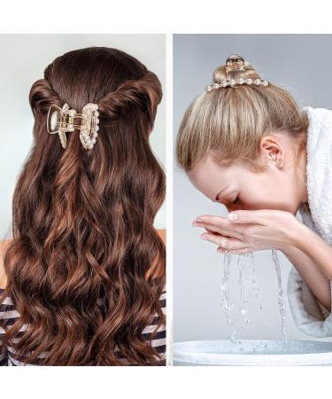 6-Piece Champagne Pearl Hair Claw Clips Set - Retro Non-Slip Barrettes for Women and Girls - Buy Online on GoSupps.com