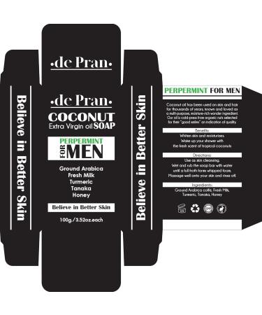 Extra Virgin Coconut Oil & Peppermint Soap | Natural Men s Body & Face Cleanser | No SLS No Paraben Cruelty-Free - Buy Online on GoSupps.com