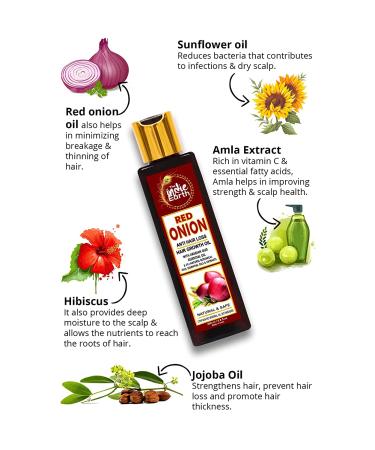 Indie Earth Red Onion Oil for Hair Loss - Argan, Jojoba & Rosemary - 200ml - Buy Online on GoSupps.com