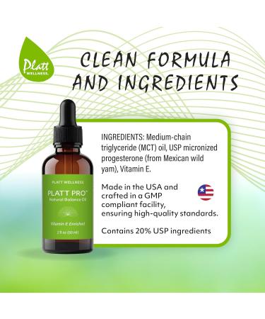 Platt Wellness Platt Pro Natural Balance Oil 2 oz Bio-Identical USP Progesterone + Vitamin E in MCT Oil Base for Hormonal Balance Soy-Free Paraben-Free Made in USA - Buy Online on GoSupps.com