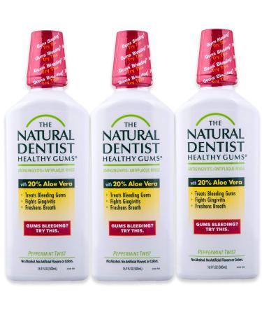 The Natural Dentist Healthy Gums Mouth Wash, Peppermint Twist Flavor, 16.9 Ounce Bottle (Pack of 3) Peppermint Twist 16.9 Fl Oz (Pack of 3)