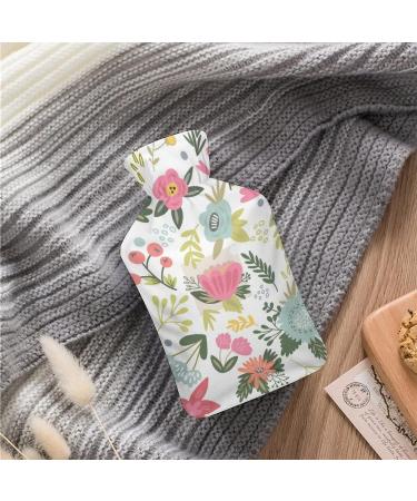 Blue Pink Flower Hot Water Bottle with Plush Cover | Hand Warmer for Adults & Children - 26.5x15.3cm | International Shipping Available - Buy Online on GoSupps.com