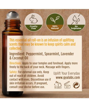 Headache Essential Oil Blend & Migraine Relief Roll On Set - Aromatherapy Grade Essential Oils Set - 2x0.34 fl oz - Gya Labs - Buy Online on GoSupps.com