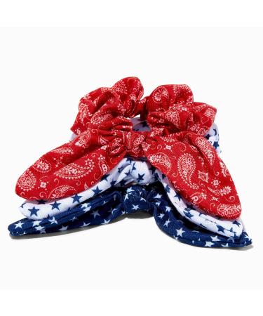 Red, White & Printed Bow Hair Scrunchies - 4th July Hair Accessories for Girls | Blue - Buy Online on GoSupps.com