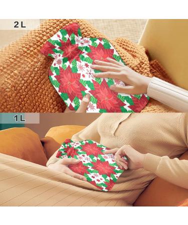 Soft Fleece Poinsettia Hot Water Bottle | 2L for Hot & Cold Compresses - Ideal for Comfort & Relief - Buy Online on GoSupps.com