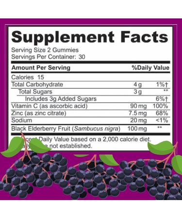 Herman Organic Zinc Elderberry Gummies with Vitamin C - Immune Support Supplements for Adults - Gummy Vitamins for Women and Men - Buy Online on GoSupps.com