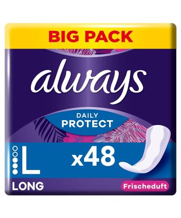 Always Dailies Protect panty liners for women Long (48 pads) Big Pack with fresh scent breathable flexible