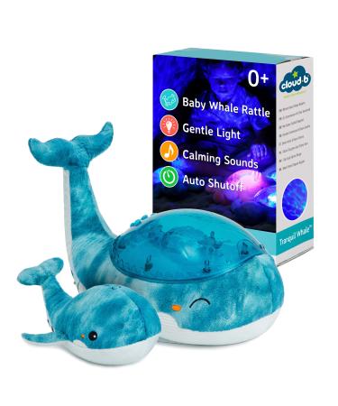 Cloud b Ocean Projector Nightlight with White Noise Soothing Sounds | Adjustable Settings and Auto-Shutoff | Tranquil Whale Family - Blue Aqua