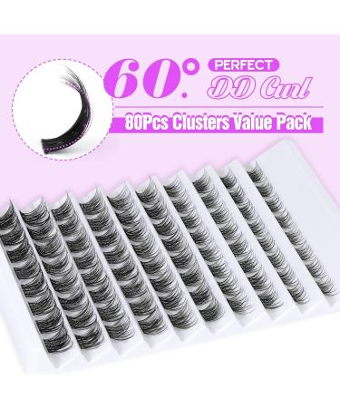 JIMIRE Fluffy Cluster Eyelash Extensions DIY Kit - 80pcs D Curl 8-16mm Wispy Individual Lash Clusters - Buy Online on GoSupps.com