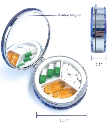 Cute Pill Organizer - Small Round Pocket Size Pill Box for Vitamins & Medicine | Unique Gift for Dad | International Shipping Available - Buy Online on GoSupps.com