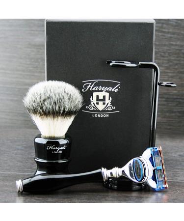Premium 5-Edge Replacement Shaving Set | Synthetic Brush & Chrome-Plated Stand | International Shipping - Buy Online on GoSupps.com