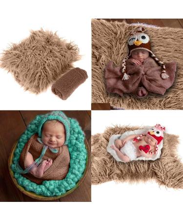 Yinuoday Newborn Photography Props - 2PCS DIY Wraps & Mat Blanket for Baby Boys and Girls (Coffee) - Buy Online on GoSupps.com