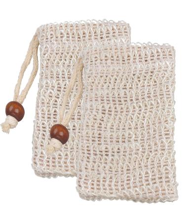 Natural Sisal Soap Bags for Solid Shampoo and Soap Leftovers - For More Foam & Dry Soap - 100% Cotton Natural Bag for Scrub a
