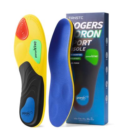 Professional Sport Insoles with Medium Arch Support and Shock Absorption for Plantar Fasciitis and Flat Feet Pain Relief in Men and Women Orthotics Shoe Insert Breathable&Anti-Slip Blue M Blue&yellow M(8-9)260mm-270mm