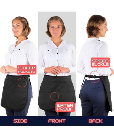 SupplyMaid Waterproof Waist-Length Hair Stylist Apron - 5 Pockets, Bleach-proof, Ideal for Barber, Salon, Cutting and Styling - Cosmetology Black - Buy Online on GoSupps.com