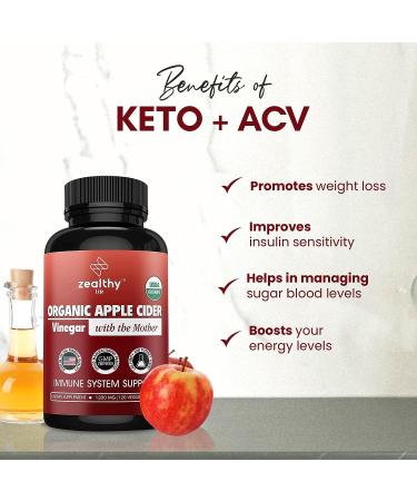 Organic Apple Cider Vinegar with The Mother 1200mg Capsules - Gluten-Free & Non-GMO | 120 Veggie Capsules for Optimum Wellness | Zealthy Life - Buy Online on GoSupps.com