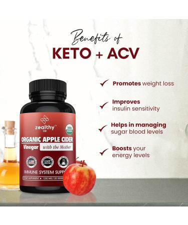 Buy Zealthy Life Organic Keto Apple Cider Vinegar Capsules - 1200 mg 120 Vegetarian Capsules Supports Weight Loss & Digestion - International Shipping Available - Buy Online on GoSupps.com