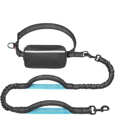 iYoShop Hands Free Dog Leash with Zipper Pouch, Dual Padded Handles and Durable Bungee for Walking, Jogging and Running Your Dog, Medium (8-25 lbs) | Large (25-150 lbs) Large Black