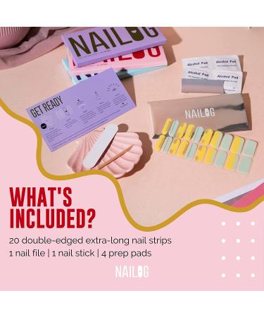 NAILOG Semi Cured Nail Strips - Long Lasting Gel Nail Stickers | Buy 3 Get 1 UV Lamp | Salon-Quality Extra-Long Wraps with Glossy Finish (20 Pieces) - Buy Online on GoSupps.com