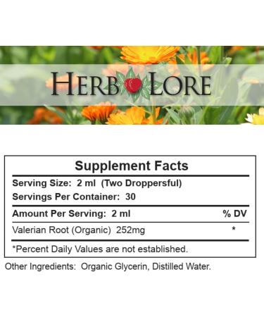 Herb Lore Organic Valerian Root Tincture - Liquid Extract Drops - Sleep Aid for Kids & Adults - Alcohol Free - 4 Fl Oz 4 Fl Oz (Pack of 1) - Buy Online on GoSupps.com