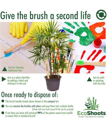 EcoShoots Adults Bamboo Toothbrushes with Firm Bristles | Family Pack of 5 Natural Bamboo Toothbrush | Eco-Friendly Natural Wooden Toothbrush | Organic Biodegradable Handle | BPA Free Tooth Brushes Firm 5 Pack - Buy Online on GoSupps.com
