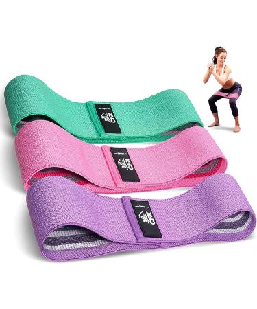 CFX Resistance Bands - Premium 3 Set Non-Slip Exercise Bands for Hips & Glutes | 3 Resistance Levels | Ideal for Home Workouts and Yoga - Green, Pink, Purple - Buy Online on GoSupps.com