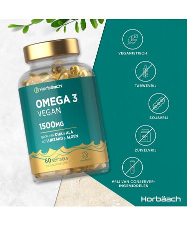 Omega 3 Vegan 1500mg Omega 3 Algae Oil 60 Vegan Softgels DHA & EPA Vegetable Supplement from Horbaach - Buy Online on GoSupps.com