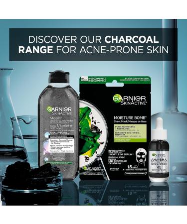 Garnier Charcoal Serum Pore-Purifying Mattified Looking Skin With 4% AHA + Salicylic Acid + Niacinamide Anti-Blemish Suitable for Sensitive or Acne Prone Skin Vegan Formula SkinActive 30ml - Buy Online on GoSupps.com