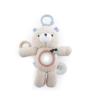 Ingenuity Premium Soft Plush Travel Activity Toy with Wooden Teethers - Nate The Teddy Bear  Ages Newborn and up