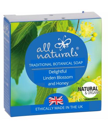 All Naturals Soap 100% Natural Organic & Vegan with Soothing Rosehip Shea Butter Beautiful Essential Oils for Sensitive Skin 100g (Linden Blossom)