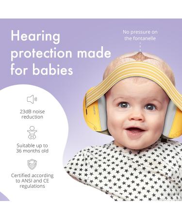 Alpine Muffy Baby Ear Defender for Babies and Toddlers | CE & UKCA Certified | Noise Reduction Earmuffs - Yellow - Buy Online on GoSupps.com