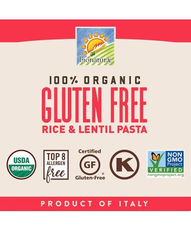 Bionaturae Gluten-Free Rice & Lentil Spaghetti Pasta 12oz (6 Pack) - Non-GMO, Lower Carb, Organic, Kosher, Made in Italy - Buy Online on GoSupps.com