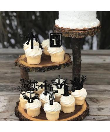Rsstarxi 24 Pack First Holy Communion Cupcake Toppers Dove God Bless Cross Cupcake Picks Decorations for First Communion Baby Shower Baptism Theme Party Cake Decorations Black Design 6 Black - Buy Online on GoSupps.com