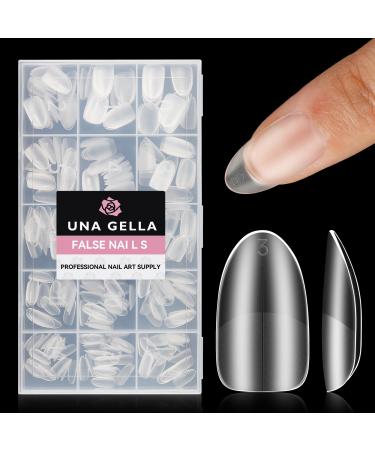 UNA GELLA Short Oval Round Nail Tips 312Pcs Short Oval Gel X Nail Tips 15 Sizes Full Matte Surface Clear Nail Tips No Need to File for Nail Extension DIY Salon Short Oval Round 312