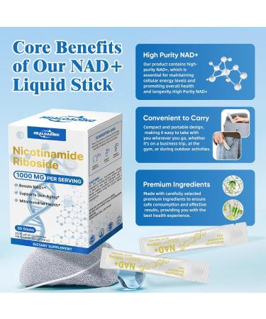 HEALOADING Liquid NAD Supplements for Women: Nicotinamide Riboside Resveratrol Supplements 1000MG with PQQ, NAD+ Supplement Strawberry Flavor Drink for Support Skin Aging, Energy and Focus - 30 Sticks - Buy Online on GoSupps.com