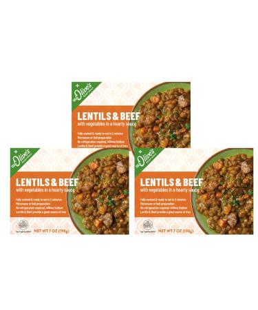 Miss Olive's Lentil & Beef with Vegetables in Hearty Sauce Microwavable Meal (Pack of 3) 3 Pack