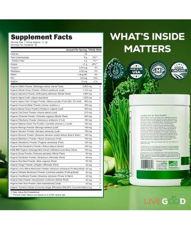 LIVEGOOD Super Greens Powder Organic Superfood with Wheat Grass Powder Daily Superfood Powder for Immune Support Energy and Detox Green Juice Powder Supplement (30 Servings) - Buy Online on GoSupps.com