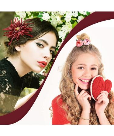 30 Pcs Multicolor Flower Hair Clips for Women - Perfect Hair Accessories for Beach Parties, Weddings & Events - Red Tone Floral Hair Clip Gifts - Buy Online on GoSupps.com